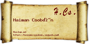 Haiman Csobán névjegykártya